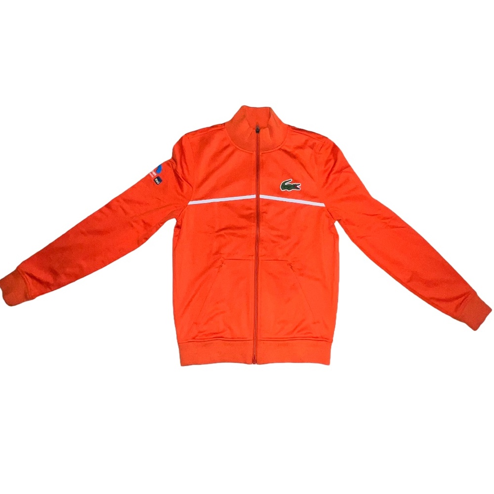 Lacoste Sport Miami Open Resistant Piqué Zip Jacket Orange/White XS
